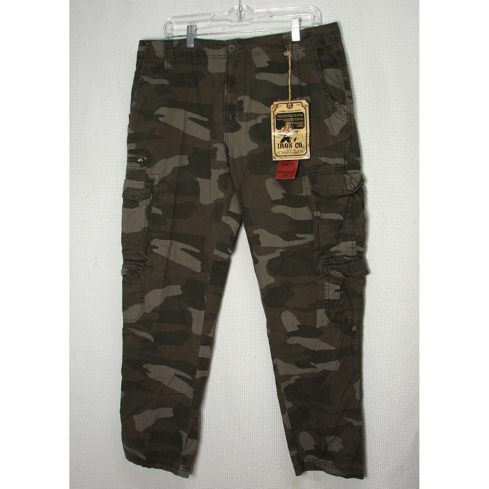 New Iron Co Field Camo Cargo Pants Mens 38x32 Straight Leg Workwear Utility